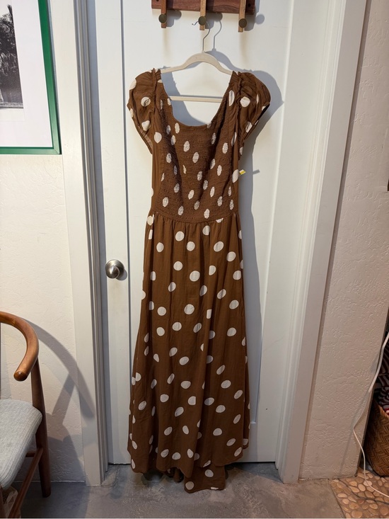 Free People Dresses & Skirts - Free People Brown Polka Dot Maxi Dress 100% Cotton XL